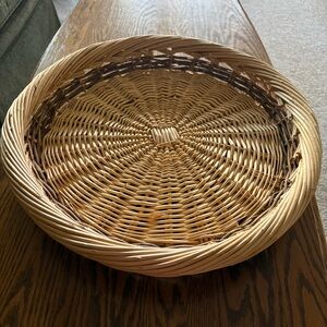 Large Round Willow and Rattan Wicker Tray